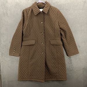 Vintage 90's Jones New York Women's Diamond-Quilted Button-Up Jacket Sz M Brown